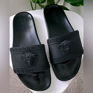 Versace Men’s Palazzo Medusa Logo Slides Black (Size 44 = US 11)